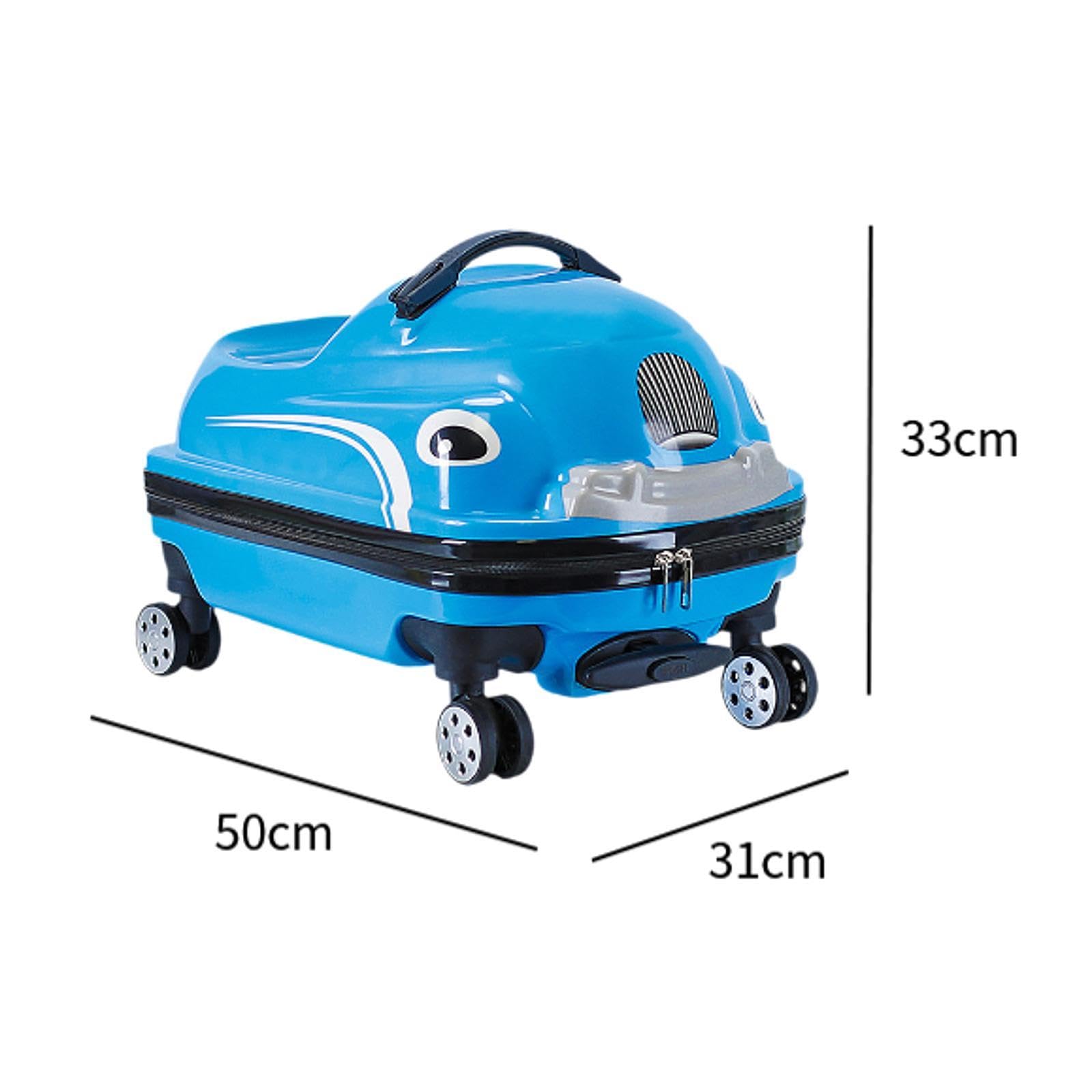 Ride On 20 Ride On Trolley Bambini Valigia Ruote Car Design Cartoon Adatto a Viaggi Scuola Regalo Bambini, Blu