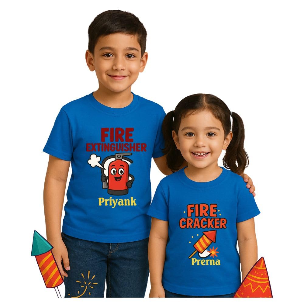 Bouncy Toonz Diwali Sibling T-Shirt - Personalised Fire