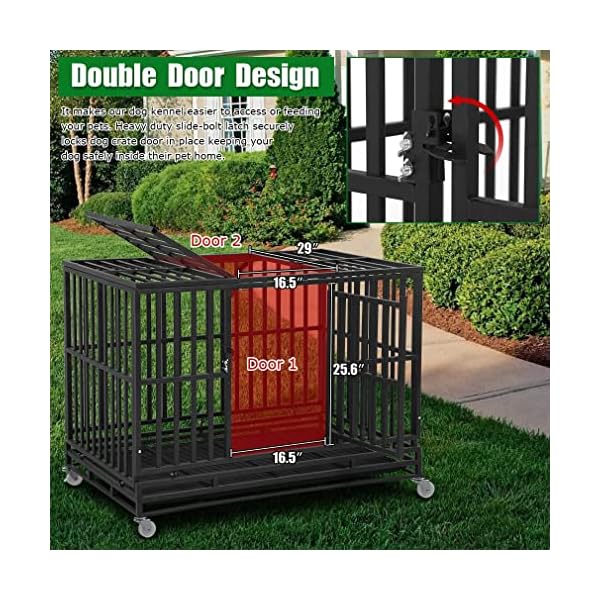 BestPet Heavy Duty Dog Crate for Large Dogs,48 Inch Metal Dog Kennel Outdoor Double-Door Pet Dog Cages with Divider Panel &,Plastic Tray & Locks Design,Black BestPet Heavy Duty Dog Crate for Large Dogs,48 Inch Metal Dog Kennel Outdoor Double-Door Pet Dog Cages with Divider Panel &,Plastic Tray & Locks Design,Black