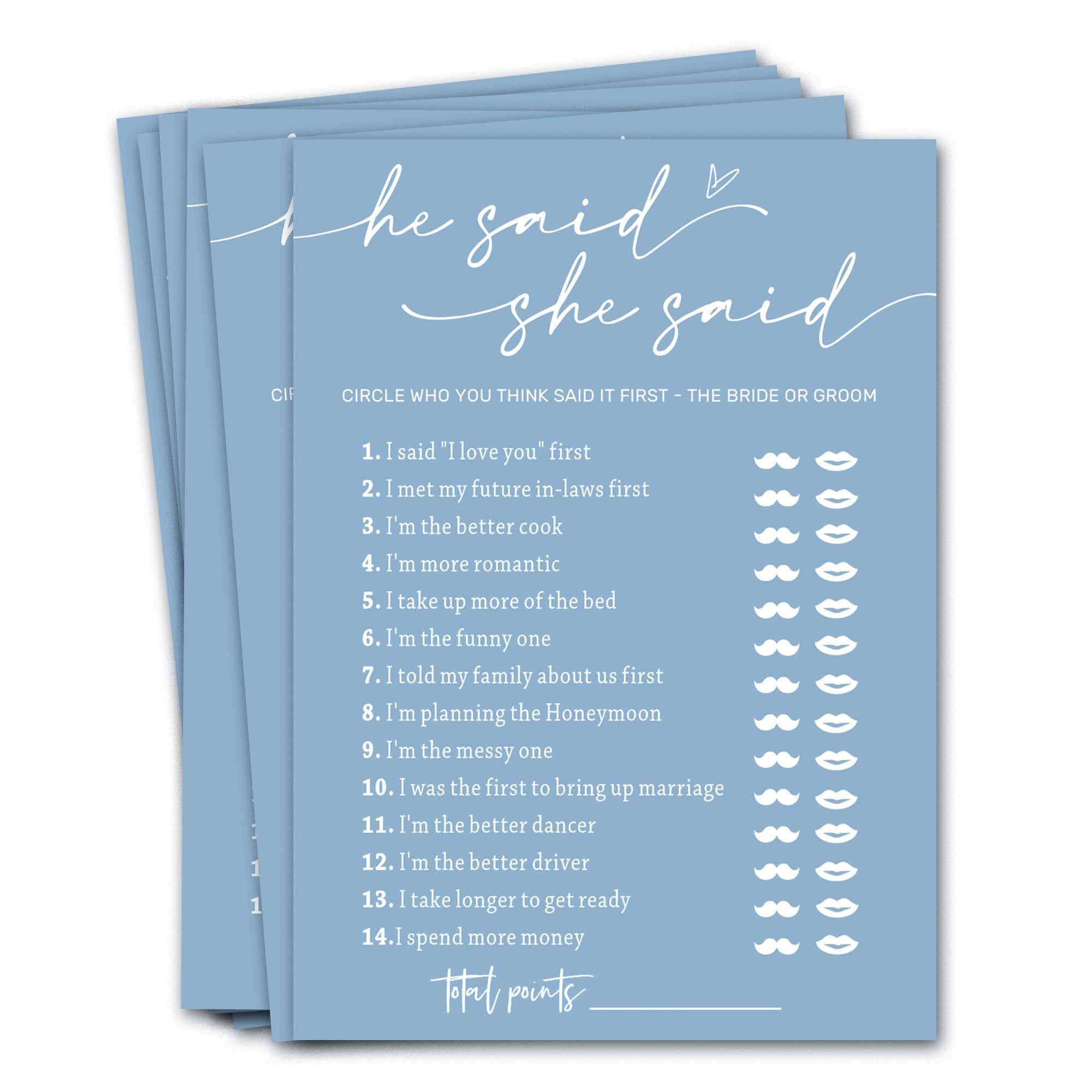 Bridal Shower Games Cards, Guest Who Said It, He Said She Said Game Cards, Bridal Shower Games 25 Guests, Engagement Party Wedding Games for Guests,