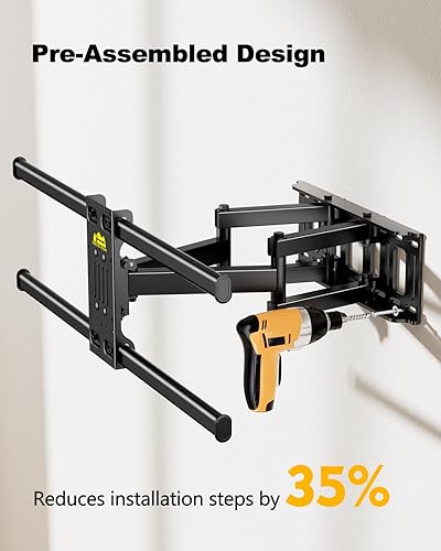 Miniatura 6 de FORGING MOUNT Soporte de pared para TV de movimiento completo con tomas de corriente para pantallas de 42 a 90 pulgadas, soporte de TV premontado,