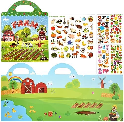 ASTARON Reusable 3D Puffy Sticker Book for Kids, 88 Pcs Cute Waterproof Vehicles Stickers, Puffy Sticker Game Travel Stickers and Educational Sensory Learning Toy3-6 Age