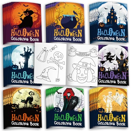 Garma 64 Pack Halloween Coloring Books for Kids Ages 2-12 Mini Coloring Books Bulk for Halloween Party Favors Trick or Treat Goodie Bags Fillers Classroom Activity Non Candy Supplies for Boys Girls