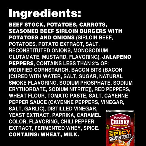 Image of Campbell's Chunky Soup, Spicy Sirloin Burger Soup, 18.8 Ounce Can (Pack of 2)
