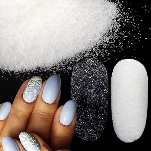 2Jars 0.2Mm Shimmer White Rainbow Nail Glitter Holographic Shining Sugar Nail Glitter Snow Candy Glitter Dust Nail Art Decorations Coat Effect Manicure Accessories Diamond Nails (Transparent) #TOP3