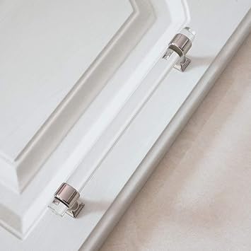 6.3" Lucite Drawer Pulls Wardrobe Handles Cabinet Door Pulls Knob Acrylic Silver Chrome Dresser Drawer Pull Handles Knobs 160mm