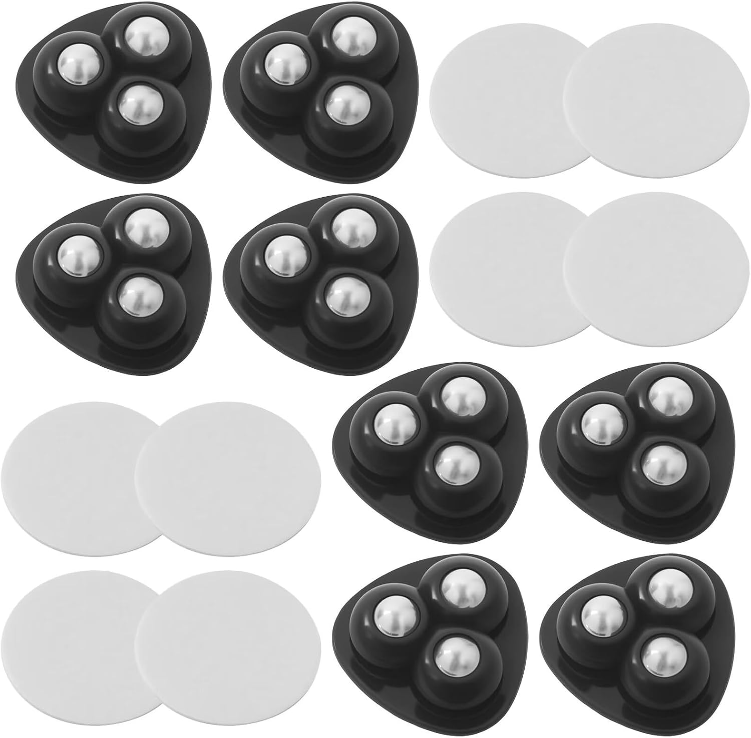 Furniture Sliders & Appliance Roller for Small Kitchen Appliances, Trash Cans, Organizers, DIY Crafts, and Toys, Self-Adhesive 360° Rotating Casters (Black, 8pcs)