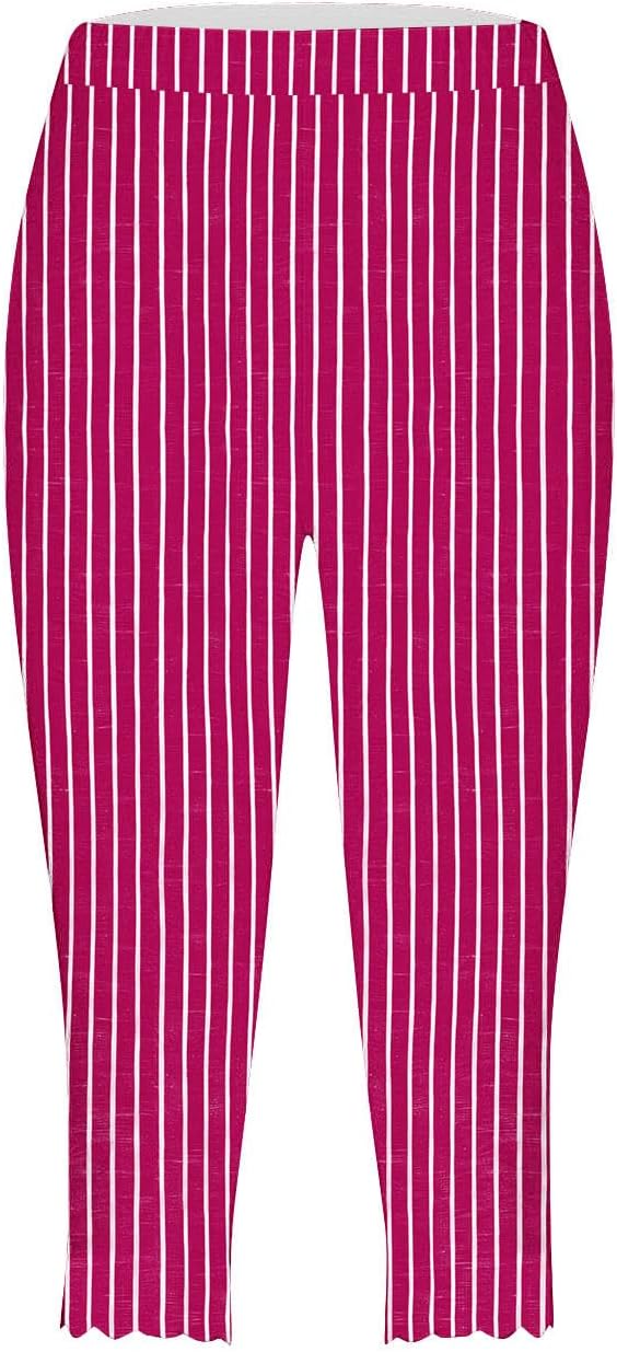 Capri Pants for Women Striped Casual Capris Leggings Summer Loose High Waist Wide Leg Yoga Pant Slim Lounge Wear