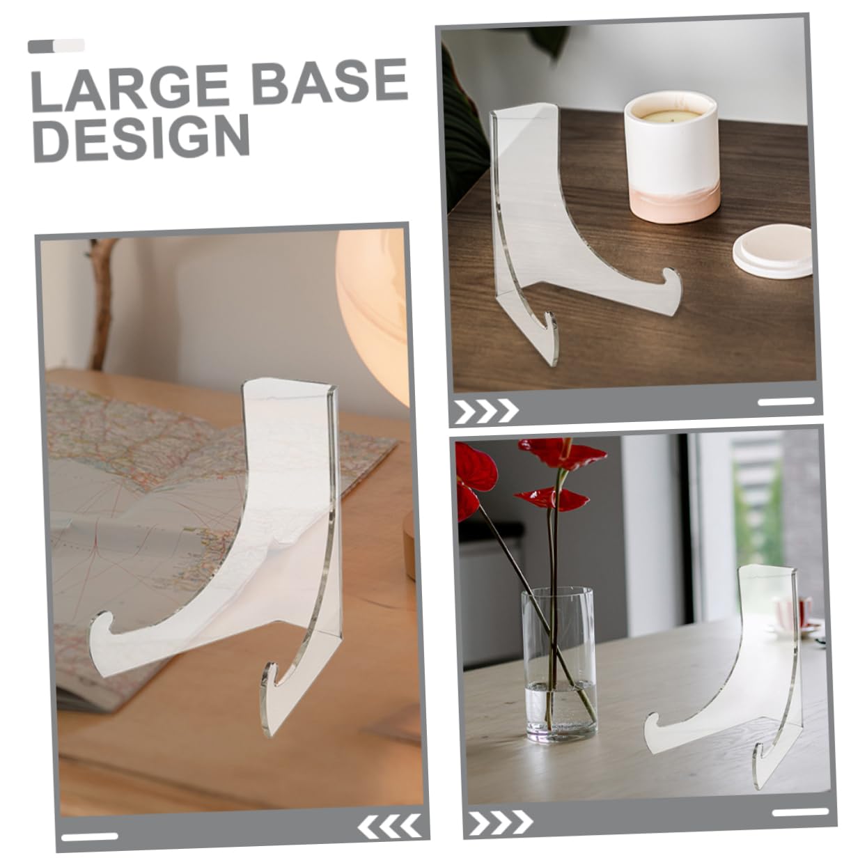 Lot De 2 Chevalets Acrylique Transparents - Support Réglable Pour Photos, Assiettes, Tablettes - 6x11,5x11 Cm