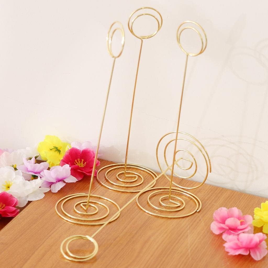 2x6 Pieces 22 Cm Height Photo Holder Number Cards Gold Paper Menu Clips