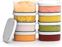 Vista 30 de Recipientes para condimentos con tapas, paquete de 8 unidades, 1.3 onzas. Recipiente para aderezo para ensalada para llevar, pequeños recipientes