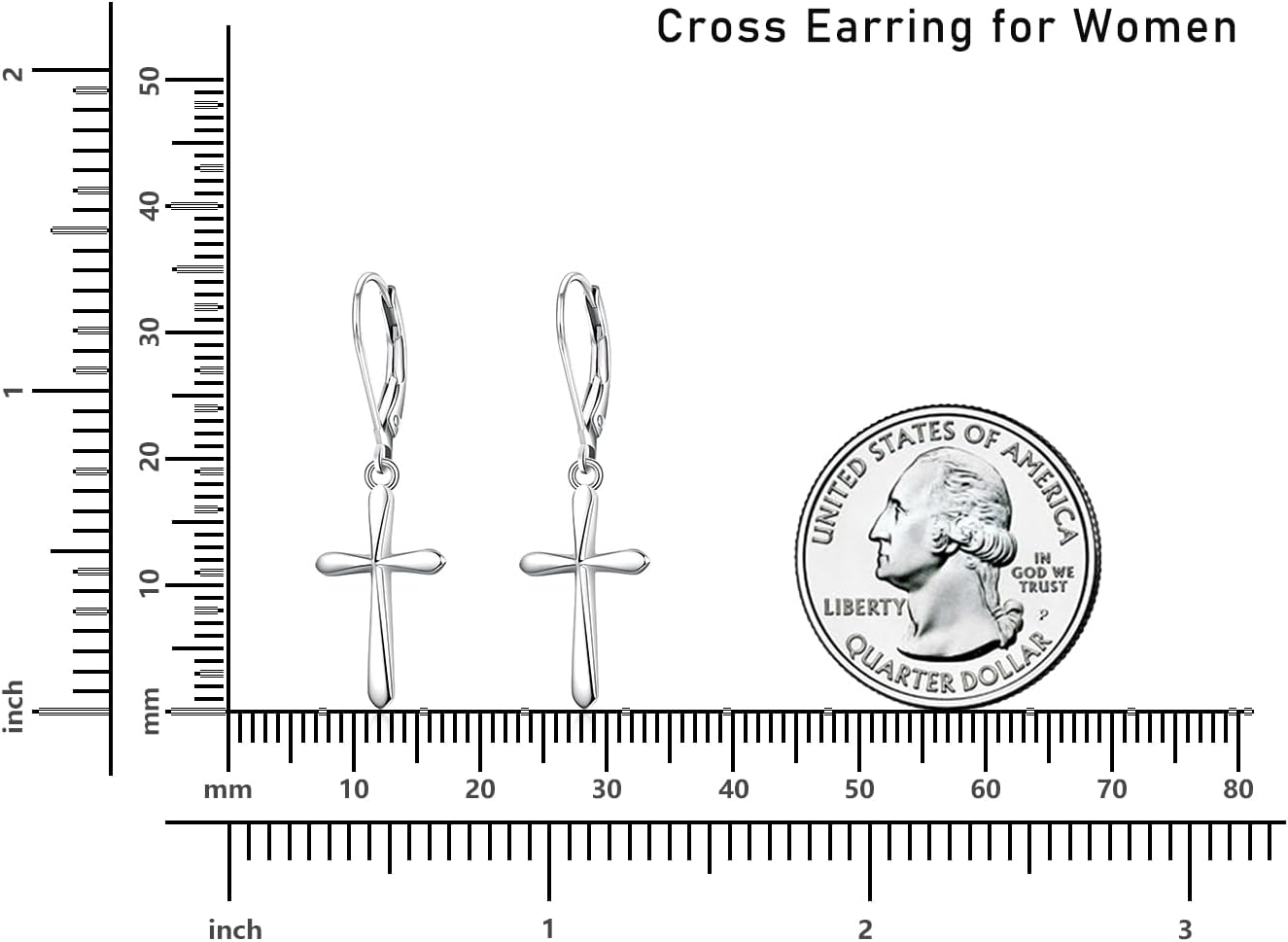 Rnivida 925 Sterling Silver Cross Dangle Drop Earrings for Women - Image 4