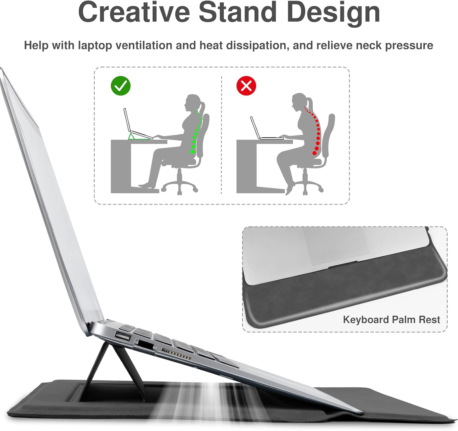 Allinside 13-14 Inch Laptop Sleeve Case for MacBook Pro 14" 2021-2026/MacBook Air 13" 2010-2017/MacBook Pro 13" 2010-2015, Waterproof Matte PU Leather Sleeve Cover with Stand & Accessory Pouch, Black