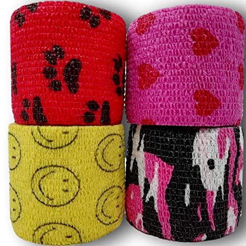 LisaCare intonaco autoadesivo - elastico, intonaco impermeabile, respinge la polvere, il grasso e lo sporco - colorato con disegni - 4 rotoli di 5cm x 4,5m (5cm, bambine)