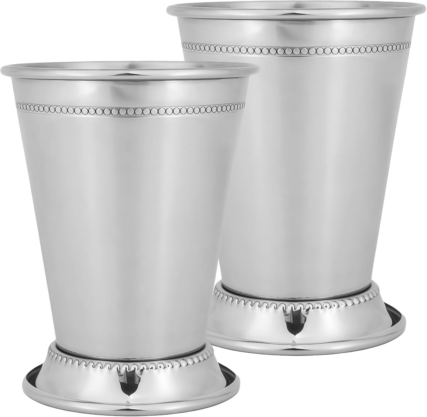 2 Piece Silver Cocktail Cups, Stainless Steel Mint Julep Cups, 12 Oz Capacity, Classy Conical Design, Fantastic for Cocktails and Juleps