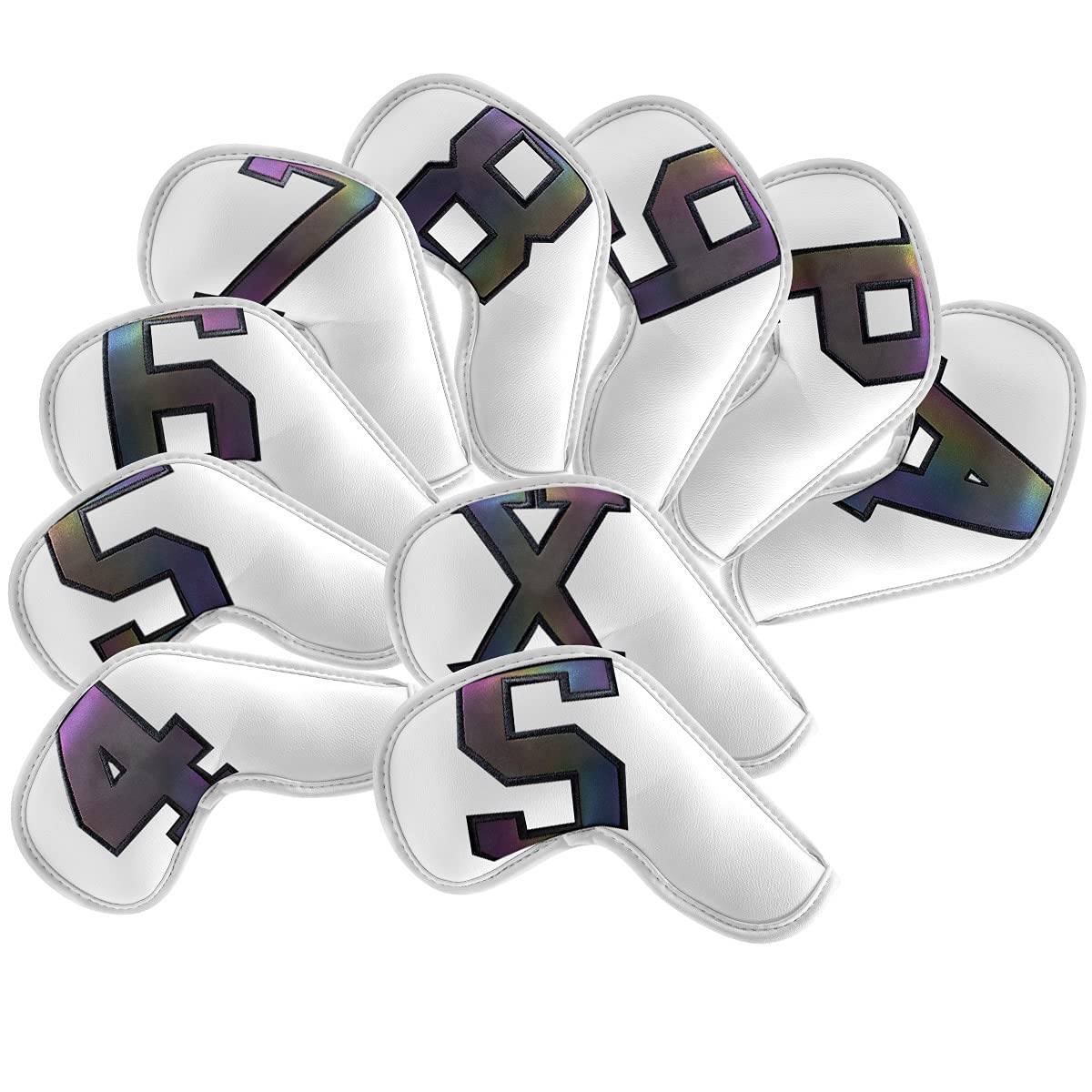 Funda Palos De Golf Cubiertas de Cabeza de Hierro de Golf Cubiertas de Hierro Cubiertas10PCS Fundas De Golf (Color : White Colorful)