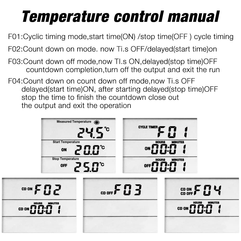 Thermostat Prise 220V pour Terrarium, avec Sonde, Régulateur de Température Numérique pour Chauffage et Refroidissement (Lumière Bleue)