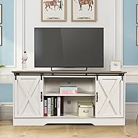 Vista 5 de 4 EVER WINNER Soporte de TV para TV de 65 pulgadas para sala de estar, soporte de TV moderno estilo granja con puerta de granero con gabinetes