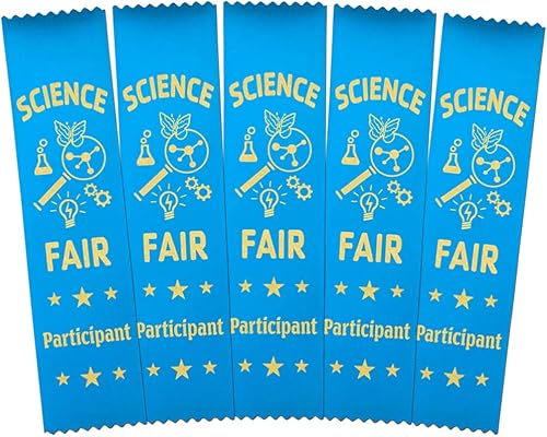 RibbonsNow Cintas de participantes de la feria científica, 500 cintas de estilo marcapáginas azules