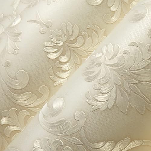 Miniatura 3 de Q QIHANG Papel tapiz de damasco europeo 3D no tejido, cálido, para sala de boda, dormitorio, sala de estar, fondo de televisión, papel tapiz no