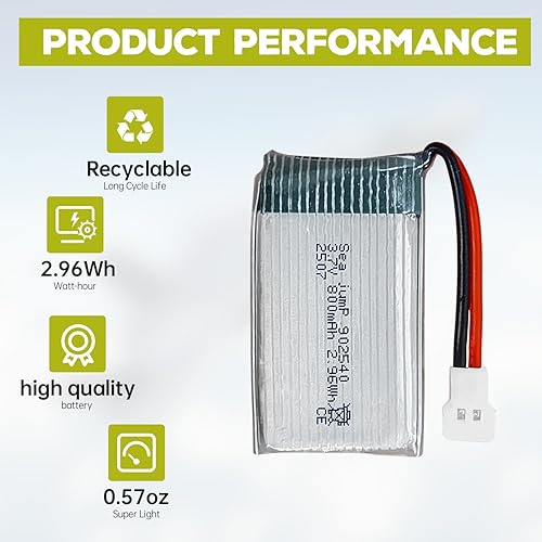 Miniatura 5 de sea jump 6 baterías Lipo de 3.7 V 800 mAh 25C con enchufe Molex y cargador 6 en 1 compatible con WLtoys SYMA la mayoría de drones cuadricópteros,