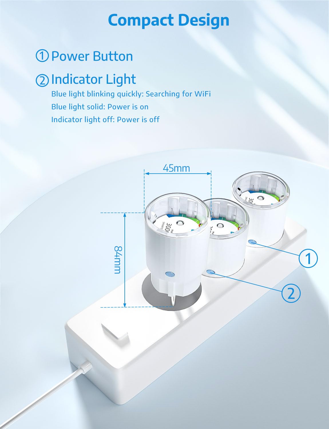 SMARTERCURRY Prise Connectée WiFi (Type F), Prise Intelligente Mini 13A avec mesure du courant, compatible avec Alexa et Google Home, commande vocale et télécommande via application, 4 Pièces