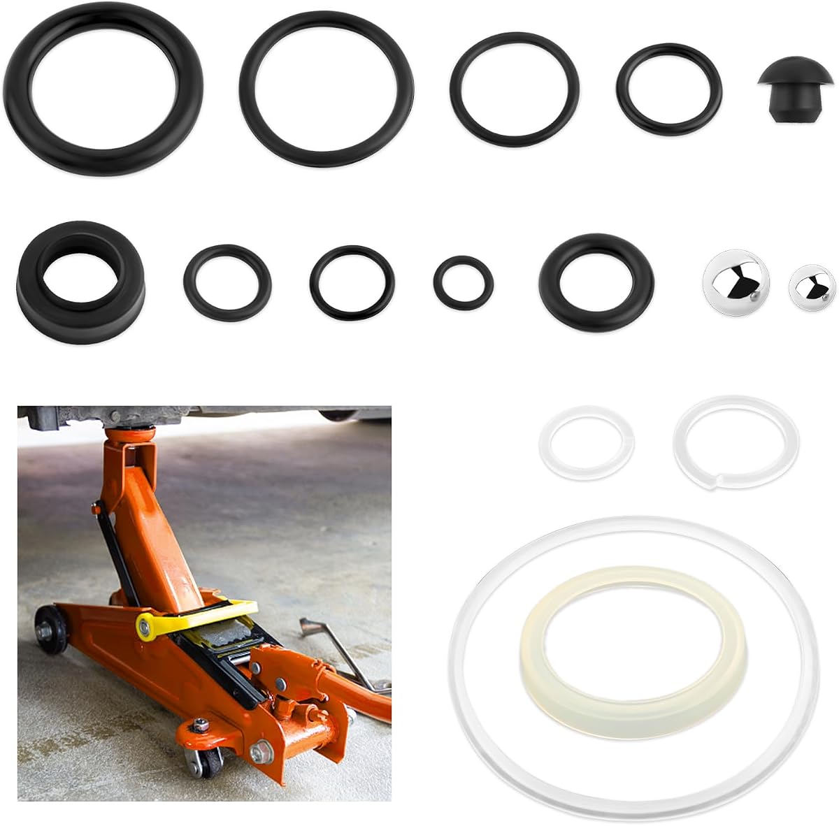 16PCS Hydraulic Jack Seal Kit,Professional Floor Jacks Oil Sealing Kitswith O Ring Seal & Oil Plug for Hydraulic Systems Sealing,3 Ton Floor Jack Parts Kit for Cars,SUVs,Truck