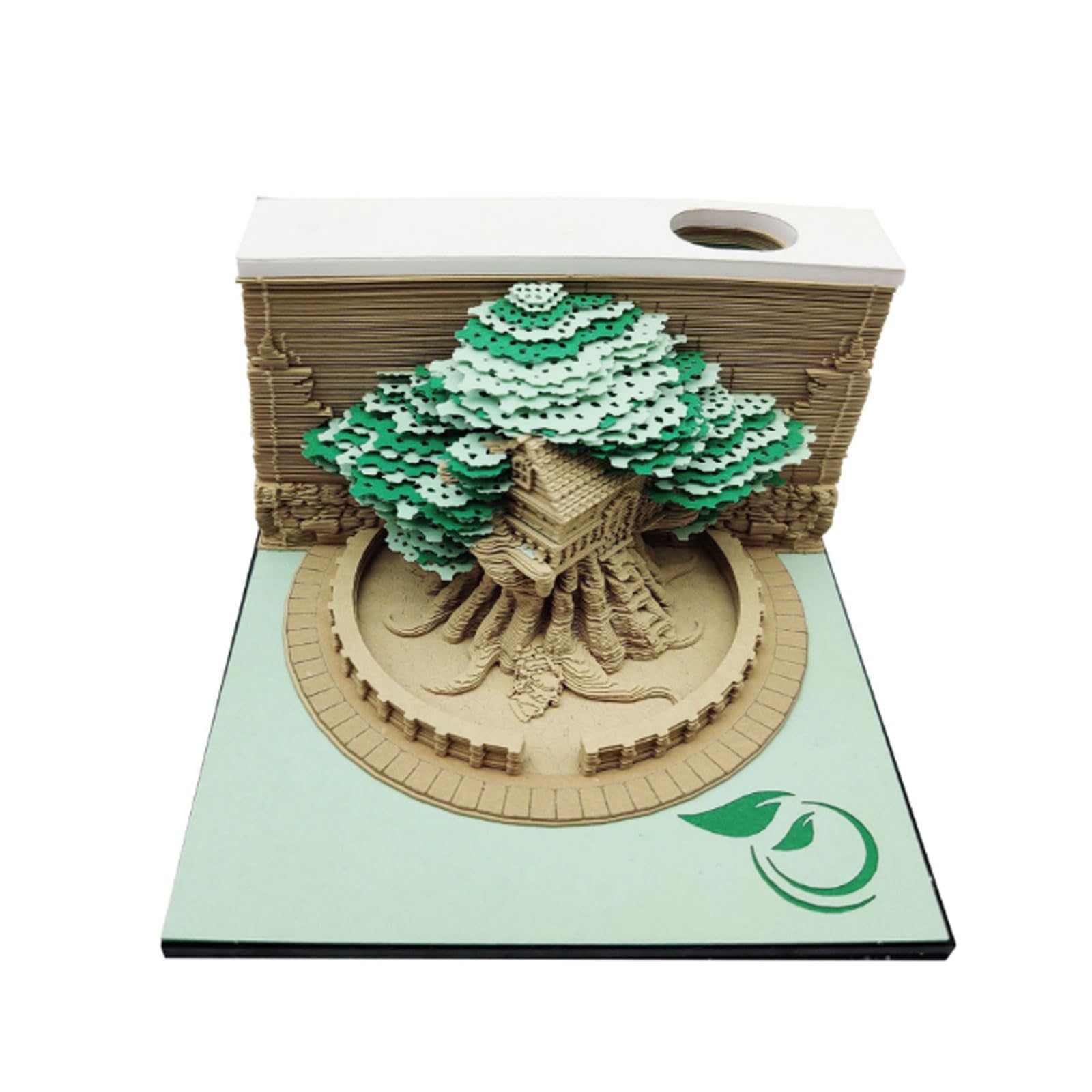 3D Memo Pad Boomhut Driedimensionale Kunst Carving Sticky Notes Notitieblok Tear-Away Post Notes 200 Vellen DIY Papier Carving Art Craft met penhouder, 2 stuks