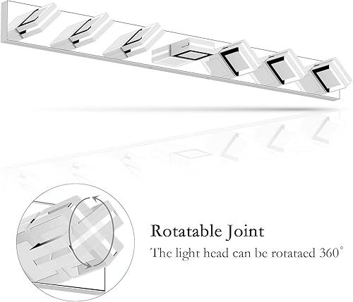 Miniatura 9 de Ralbay Moderna luz LED negra para tocador, 5 luces, luces LED modernas para tocador de baño, espejo largo, acrílico, arriba y abajo, negro mate,