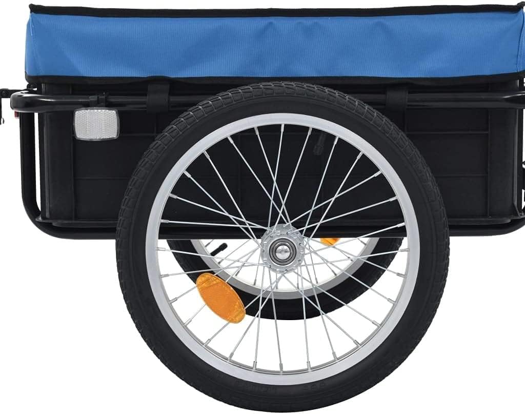 Bike Trailer Bike Cargo Trailer, Foldable Stand 155x60x83cm Waterproof Blue Hand Wagon Weather Resistance with Removable Nylon Cover for Local Commutes