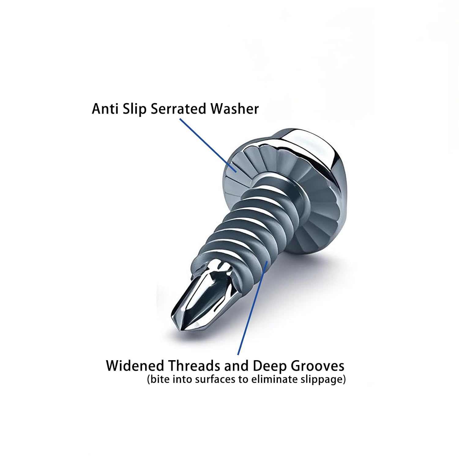 Garage Door Screws (25 Pack) - 1/4" x 3/4" Self Drilling Tek Screws with Serrated Hex Washer Head, Zinc Plated Metal to Metal Fasteners for Hinge & Bracket Repair, Roofing, HVAC
