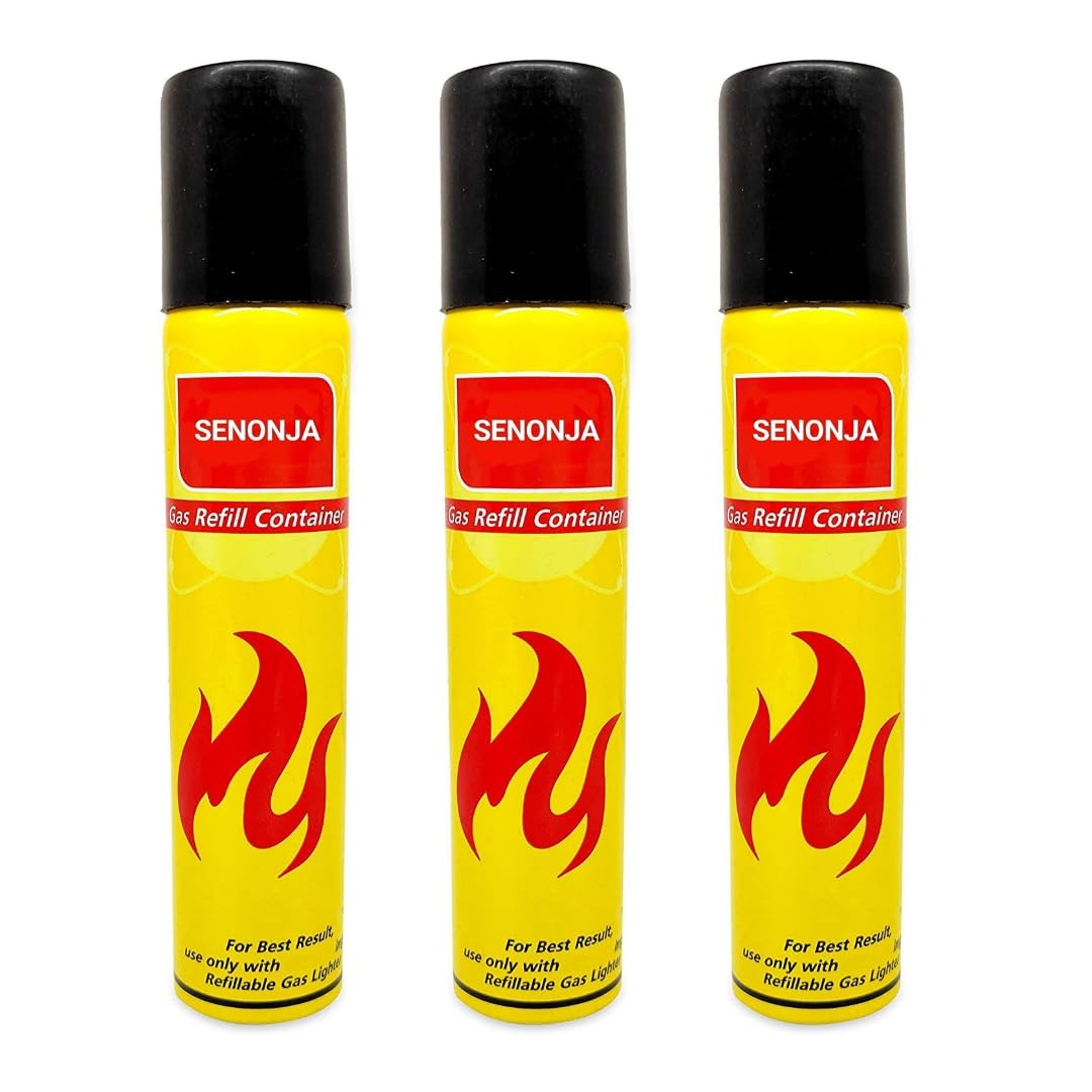SENONJA Alluminium Gas Lighter Refill Can | Gas Fluid Refill Bottle | Butane Gas Bottle 100 ML (3) (B0D6WJ3WS4) Amazon Price History, Amazon Price Tracker