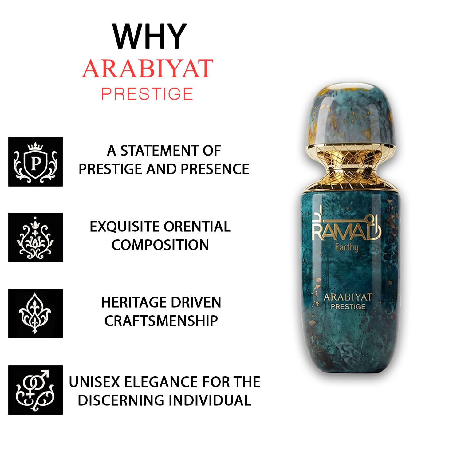 Arabiyat Prestige Ramad Earthy Extrait de Parfum 100 ml für Damen und Herren (Unisex) | Hergestellt in den VAE