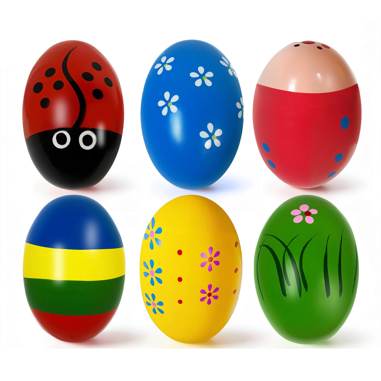 Ostereier Holz Rasseleier Musikeier Oster Eier Holzeier Osterei Maracas Percussion Musikinstrumente Easter Eggs für Osterkorb Füllungen, Osterjagd, Geschenk