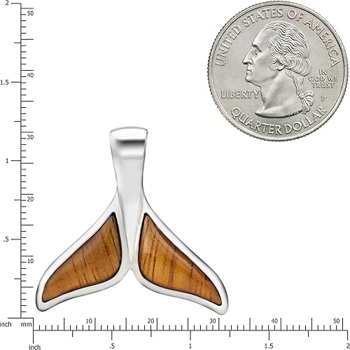 Miniatura 3 de Aloha Jewelry Company Collar con colgante de cola de ballena hawaiana de plata de ley 925 con cadena de caja de 18 pulgadas, sin níquel,
