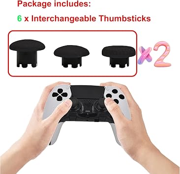 Replaceable Thumbstick Cap for PS5 DualSense Edge Controller, Replaceable Thumb Stick for PS5 DualSense Controller, Thumbstick Joystick Kit Replacement for PS5 Dualsense Controller Black