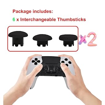 6 Pcs Thumbstick Caps for PS5 DualSense Edge Controller Joysticks(Black)