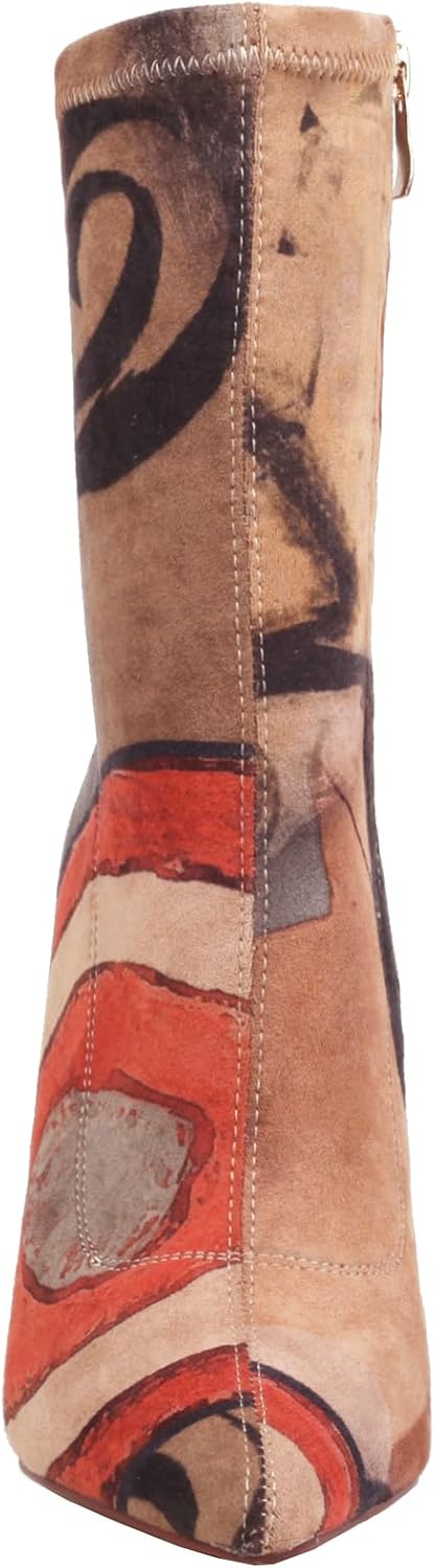 vivianly Women's Sexy Pointy Toe Stiletto Heels Ankle Boots Printed Stretchy Sock Booties - Image 6