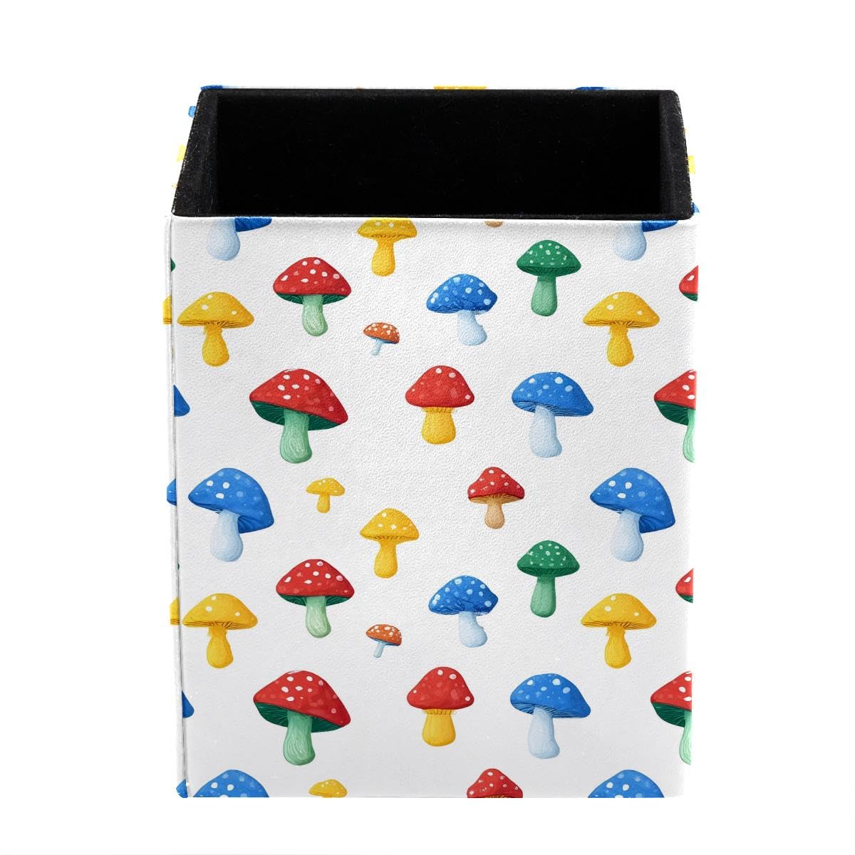 HEOEH Mushrooms Pen Holder Pen Pot, Square Pencil Cup for Desk