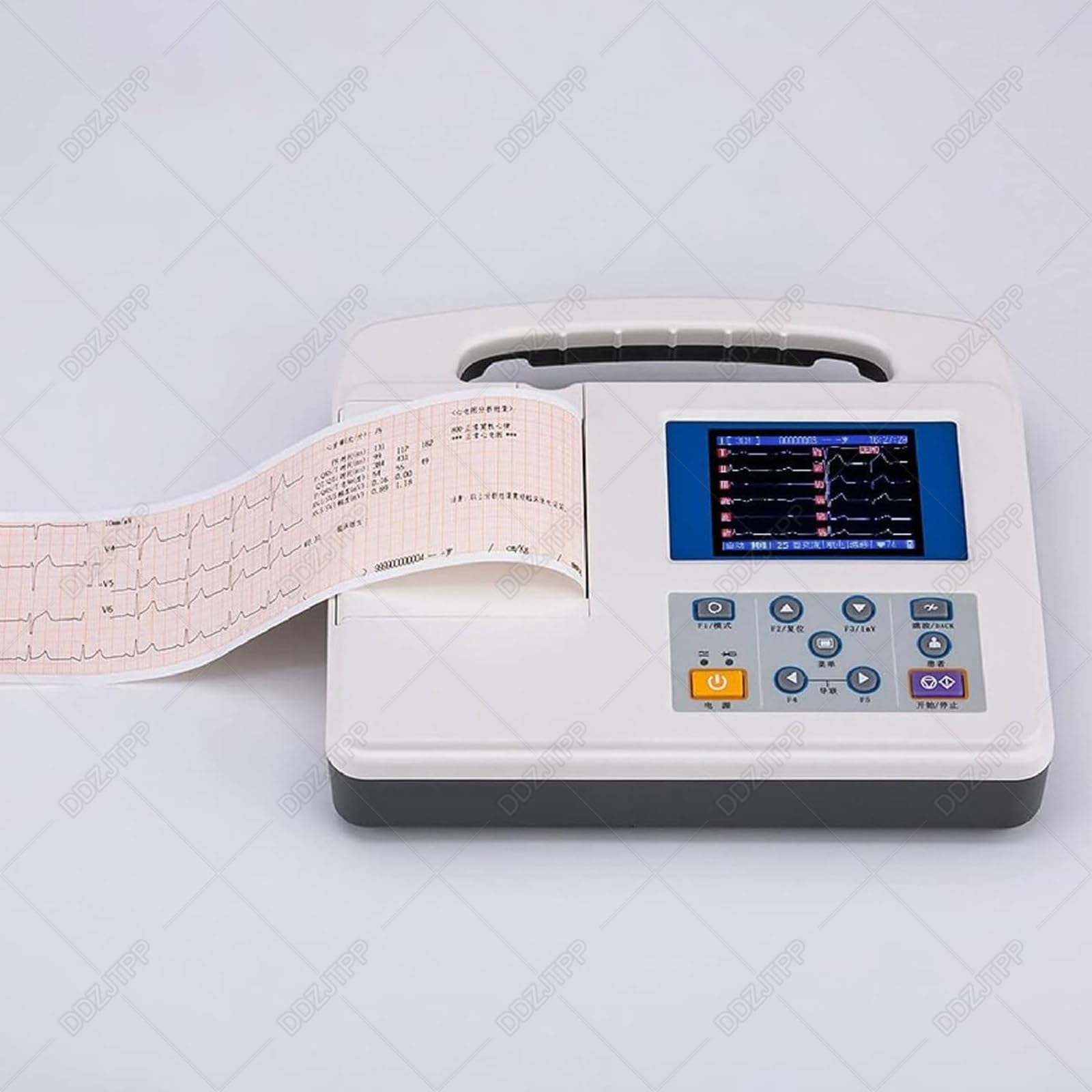 Monitor ECG Portatile, 3 Canali 12 Cavi Cardiofrequenzimetro, Schermo LCD a Colori da 3,5 Pollici, Elettrocardiografo, per La Casa, Ospedale