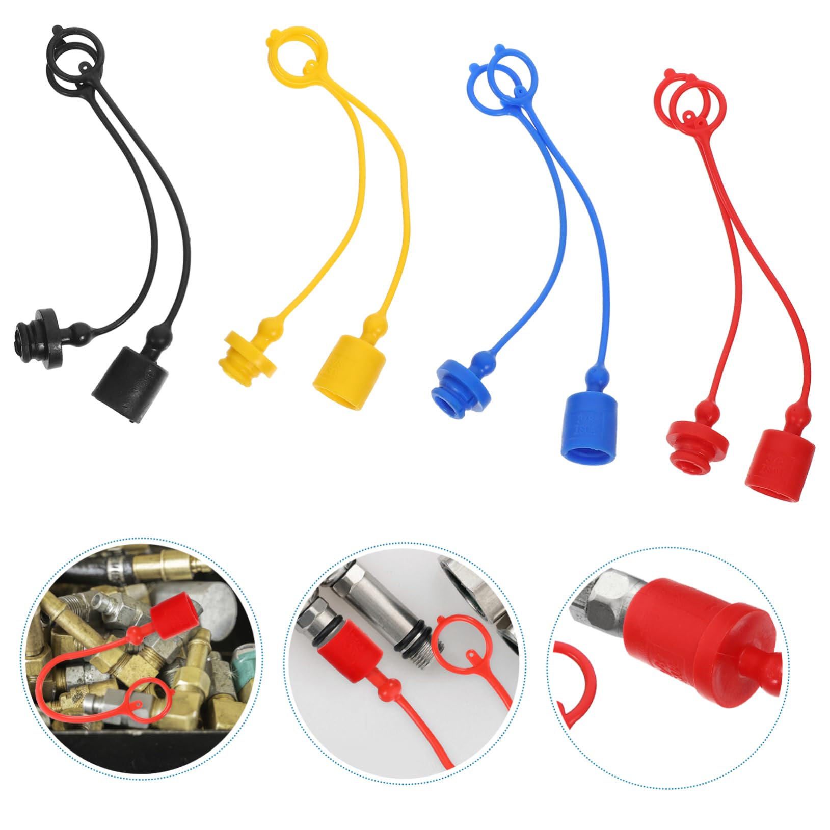 Mobestech 32 Sztuk Nasadka Złącza Hydraulicznego Hydrauliczne Szybkozłącze Obejmuje Łączniki Hydrauliczne Czapki Wąż Hydrauliczny Czapki Łączniki Obejmuje Sprzęgła/Zaślepki Przeciwpyłowe