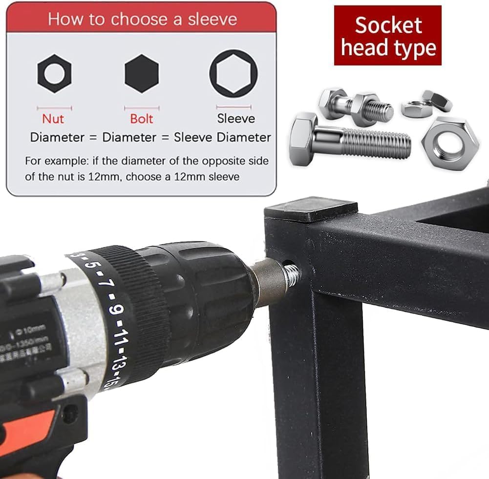 14 Piece Power Nuts Driver Drill Bit Tools Set, 1/4 inch Driver Hex Metric & SAE Socket Wrench Screw for Power Tools