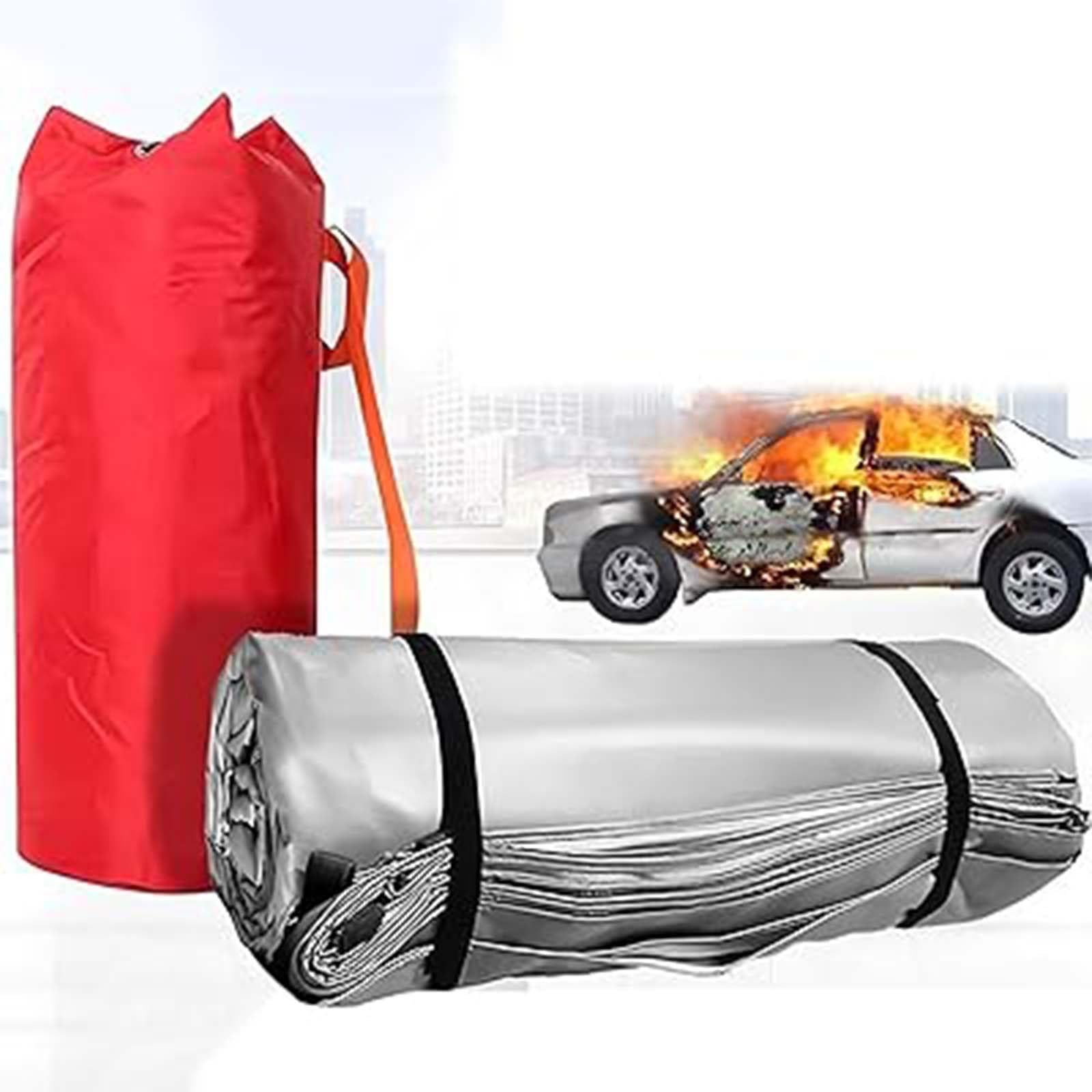 Manta Ignífuga Para Vehículos, Manta De Emergencia Para Extinción De Incendios En Coches, Fibra De Vidrio Con Revestimiento De Silicona De Doble Cara, 1100 °C/2012 °F | Fiberglass Cloth,2 x 3 m
