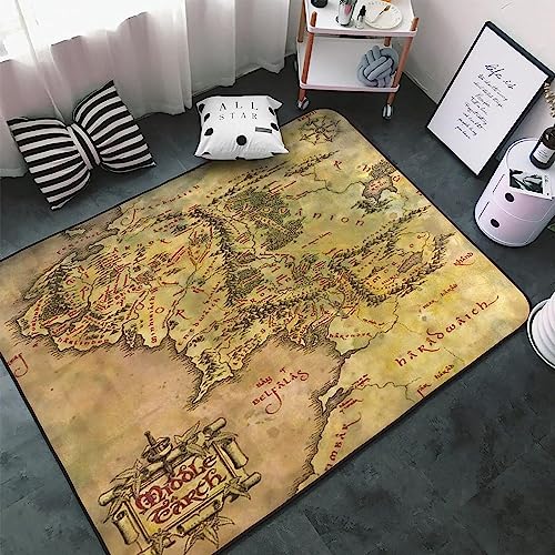 Kinderteppich Landkarte In Einer Alten Weltkarte - Kurzflor Teppich Kinderzimmer Spielteppich...