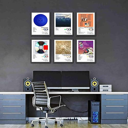 Miniatura 5 de DIDIDO Kanye - Póster de West para álbum, con impresión limitada, pósteres musicales de rapero, lienzo, arte de pared, juego de 6 para decoración de
