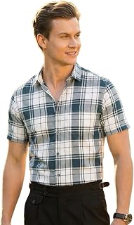 Afflatus Men’s Checks Half Sleeve Cotton Shirt | Slim Fit Casual Summer Shirt for Men | Lightweight Breathable Button-Down... Price In India