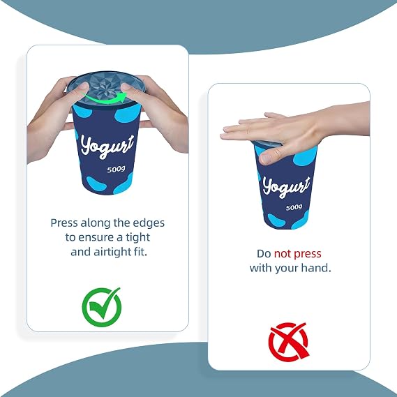 Yoghurt Pot Lids ONLY Fit 9.5cm Diameter Pots Reusable Silicone Large Tops, for 9.5cm Yogurt, Cream Pots (Dark blue/Light blue, 2)
