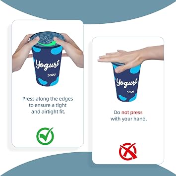 Yoghurt Pot Lids ONLY Fit 9.5cm Diameter Pots Reusable Silicone Large Tops, for 9.5cm Yogurt, Cream Pots (Dark blue/Light blue, 2)