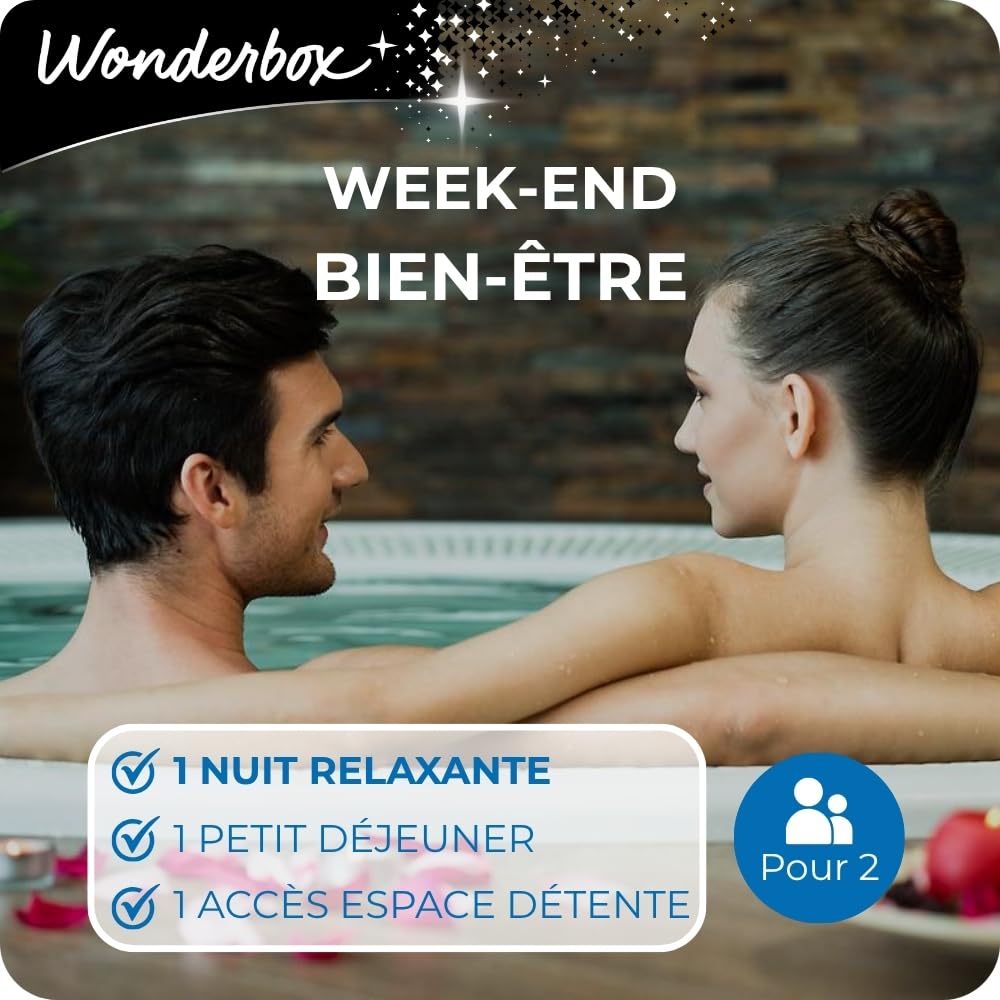 Wonderbox - Coffret Cadeau - Week-End Bien-Être – 800 séjours avec Petit Déjeuner pour 2 Personnes : Accès à l'espace Détente, Hôtels 3 à 5 étoiles, Châteaux - Idée Cadeau Couple Amis Original