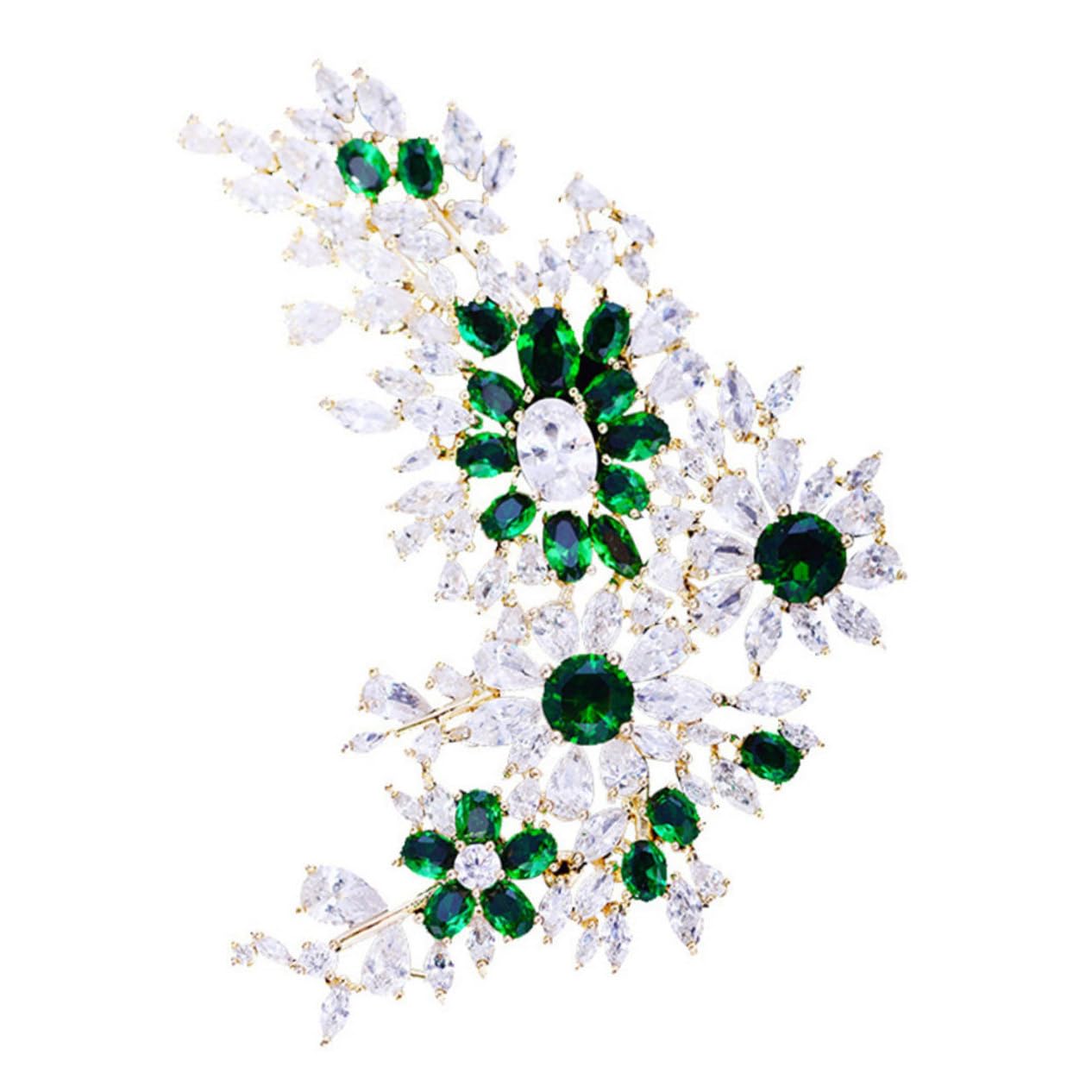 GALPADA 3pezzi Spilla Decorativa Zirconio Verde Elegante Accessorio Per Cappotti e Cardigan Perfetta Per Ogni Occasione Leggera e Luminoso